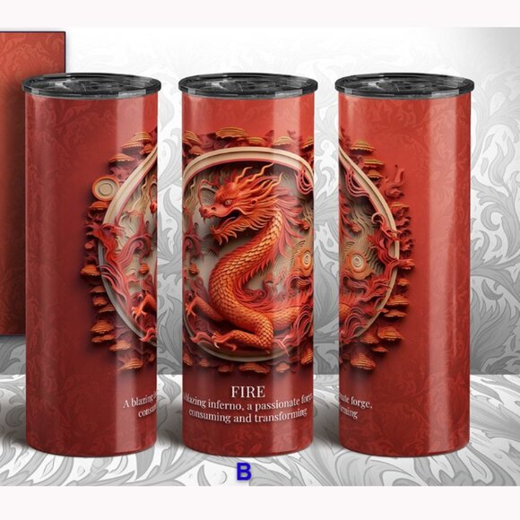 DRAGON - ASTROLOGY ELEMENT FOUR Signs Tumbler -Earth Fire Wind Water - NWT - Picture 3 of 11